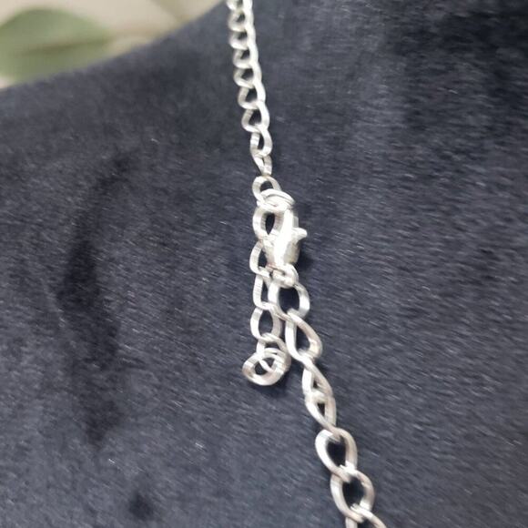 Womens Silver Chain Binge Red Stone Beaded Statement Necklace with Lobster Clasp - Picture 8 of 8